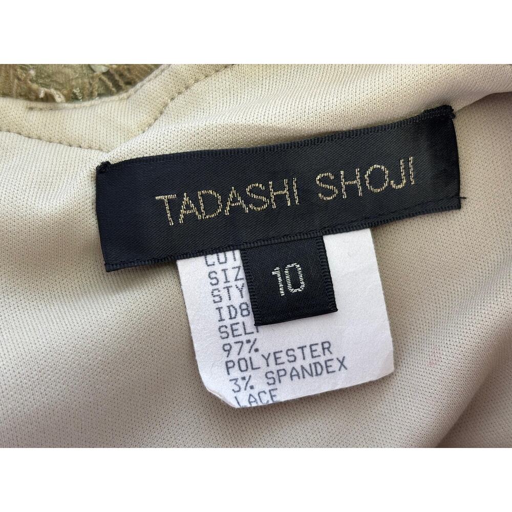 Tadashi Shoji Dress Womens 10 Beige Sequin Lace Sheath Knee Length Cocktail - Picture 3 of 7